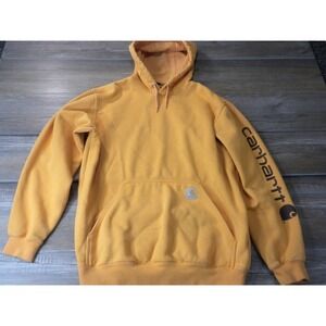 Carhartt Hoodie Sweatshirt Mens M Marigold Heather Iconic Midweight Logo Work